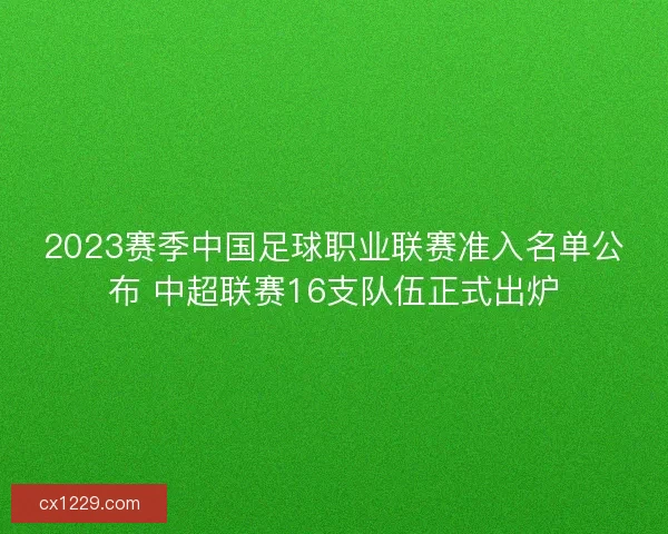 2023赛季中国足球职业联赛准入名单公布 中超联赛16支队伍正式出炉