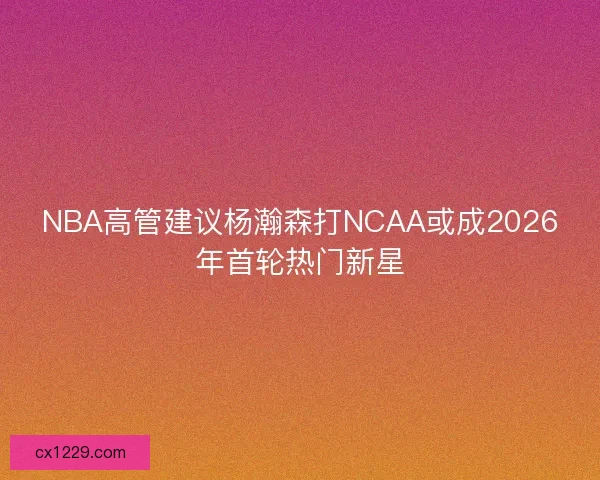 NBA高管建议杨瀚森打NCAA或成2026年首轮热门新星