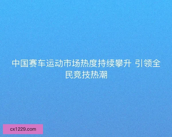 中国赛车运动市场热度持续攀升 引领全民竞技热潮