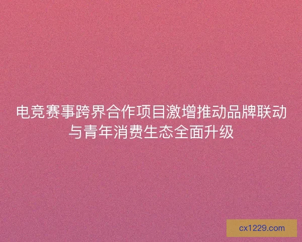 电竞赛事跨界合作项目激增推动品牌联动与青年消费生态全面升级